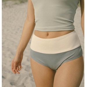 Geode swimsuit bikini bottoms size small nwt color block blue white ribbed